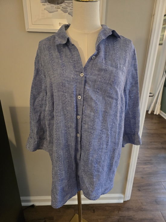 Chico's Tops - Chico's Blue Textured Button-Down Tunic